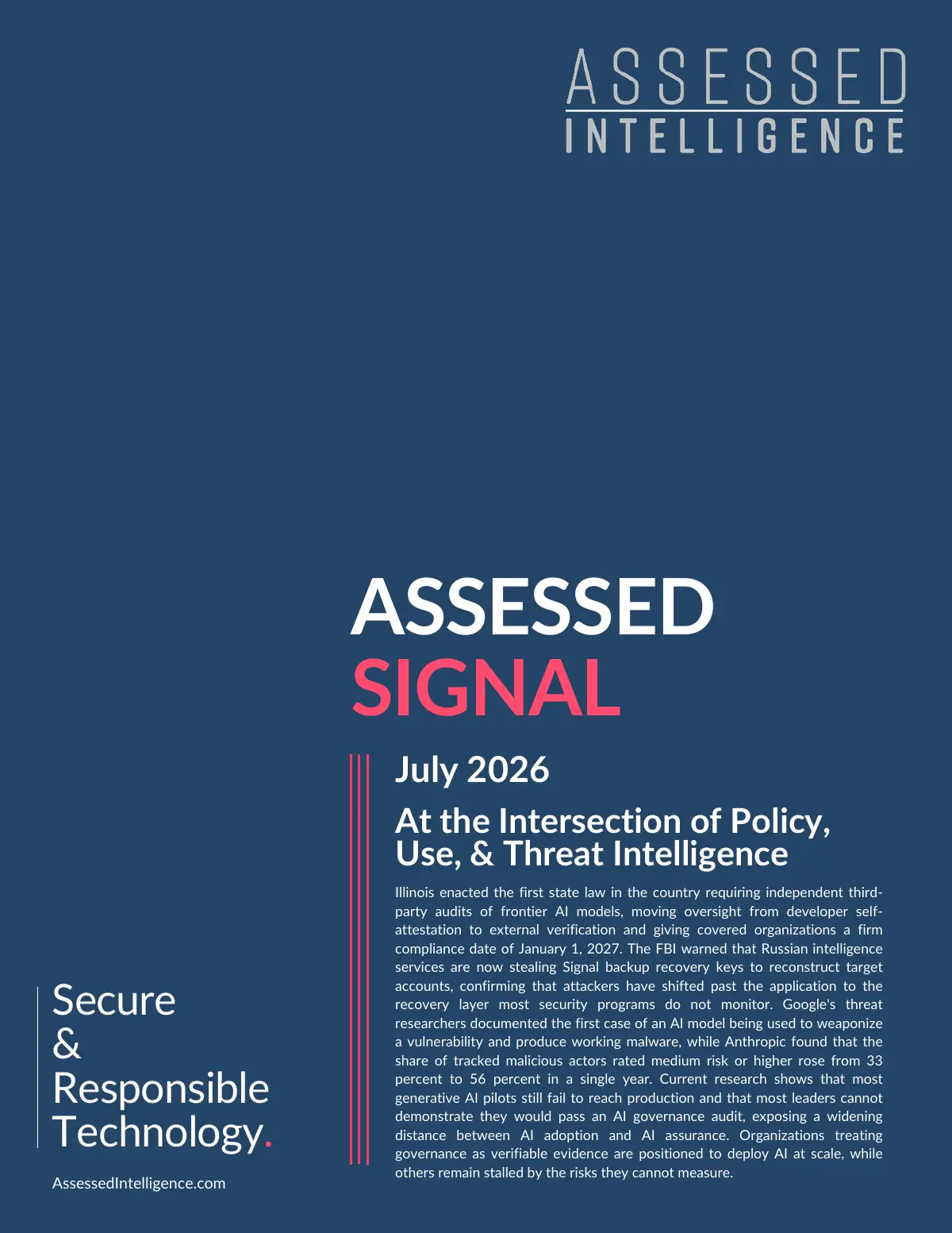 Cover of Assessed Signal, July 2026
