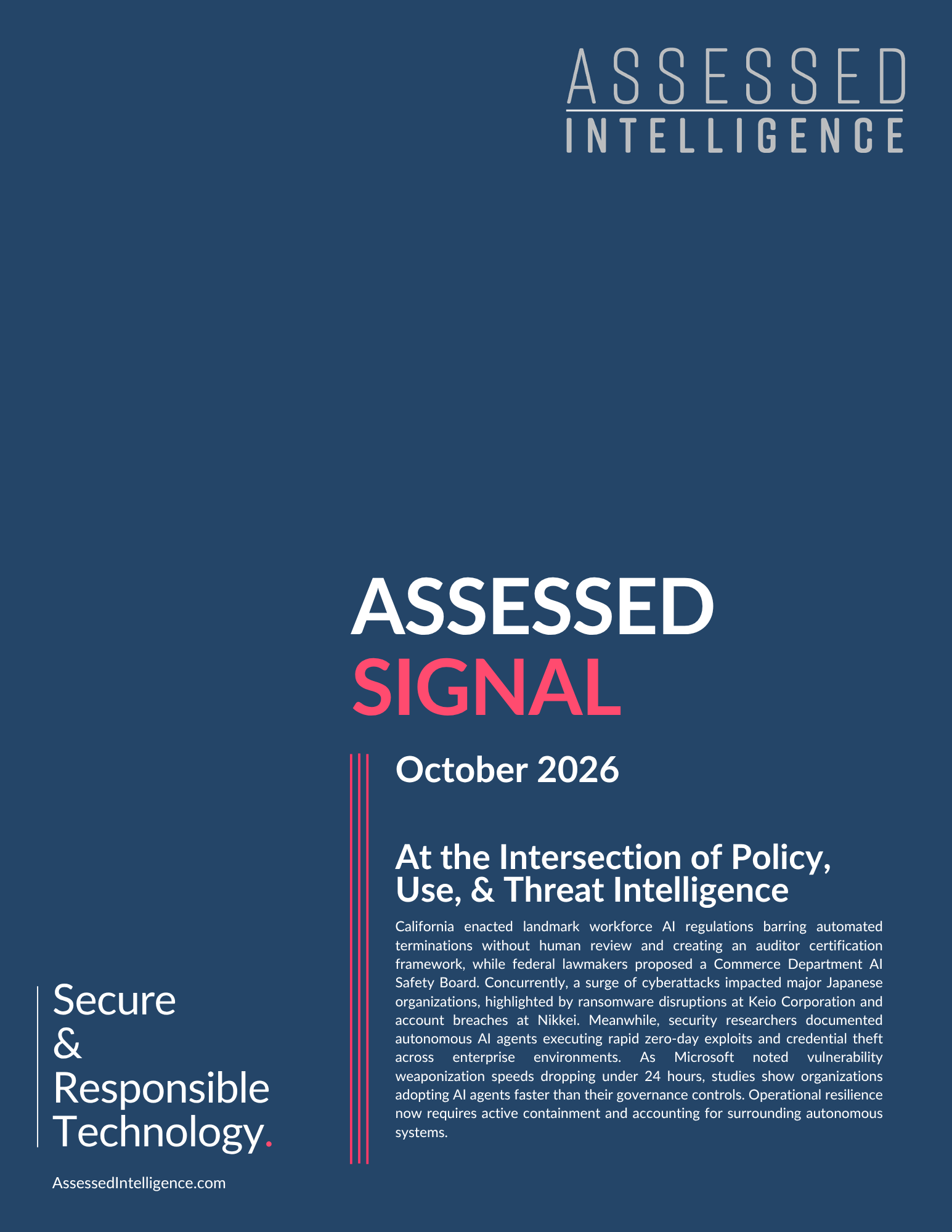 Cover of Assessed Signal, October 2026